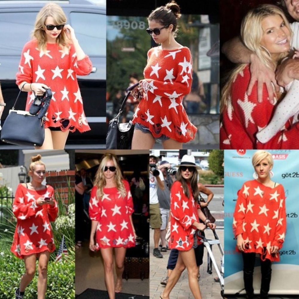 Wildfox sewing stars Lennon red distressed M